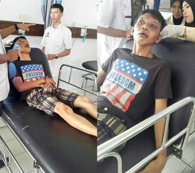 
 Foto : Inilah kondisi Yogi Andhika, saat mendapatkan pertolongan medis di RSU Abdoel Moelok setelah mengalami penganiayaan berat. Sayang nyawa Yogi Andhika tidak tertolong. (foto Ist)