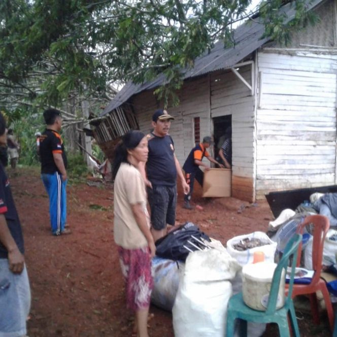
 Foto Riduan
Caption : Rumah Maryana warga Kebunlima, Kelurahan Tanjungsenang, Kecamatan Kotabumi Selatan yang tertimpa pohon dievakusi tim Pemkab Lampura, Senin (14/10).
