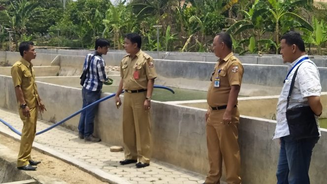 
 Caption : Kadis Perikanan Lampura Sanny Lumi, saat meninjau lokasi BBI di kelurahan Tanjungsenang, Kecamatan Kotabumi Selatan, Senin (30/9)   Foto ;  IST 
