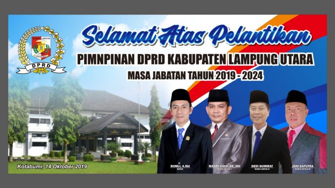 
 Senin, Pimpinan DPRD Lampura Dilantik