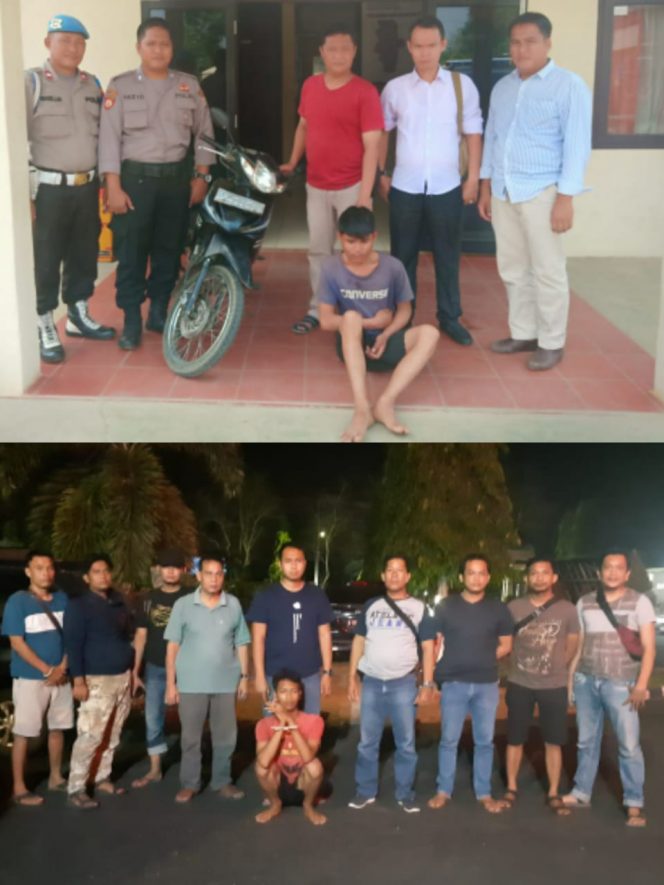 
 Foto : Humas Polres Lampura  Caption : Tertunduk malu Riki Saputra dan AR saat diamankan Polisi, terkait aksi Curat yang dilakoni keduanya, foto dibidik Selasa (26/11).