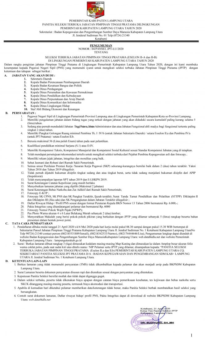 
 Selter JPTP Lampung Utara Dibuka