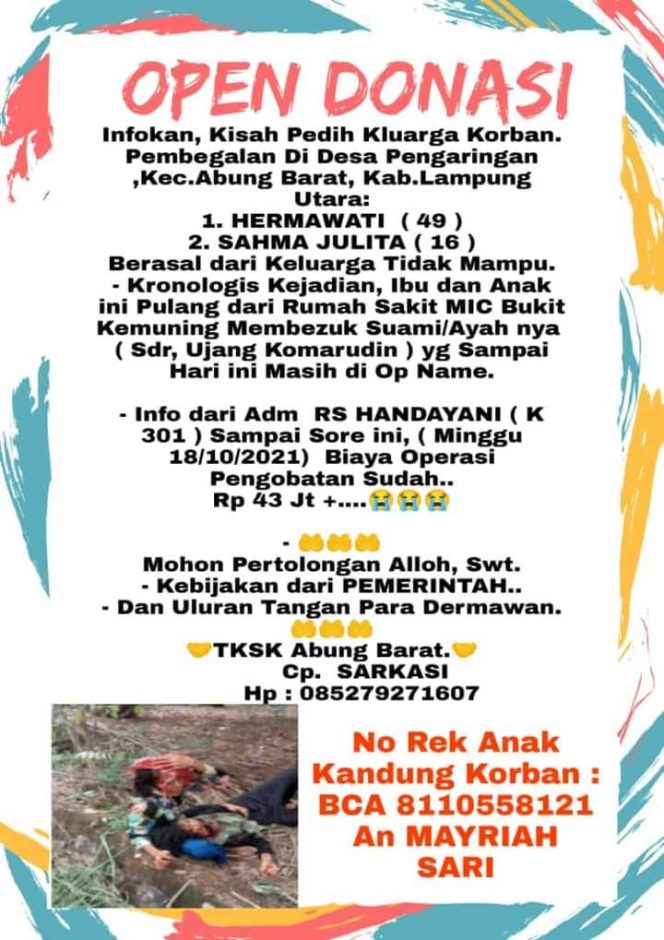 
 Korban Begal Butuh Bantuan, Tagihan Rumah Sakit Capai 43 juta