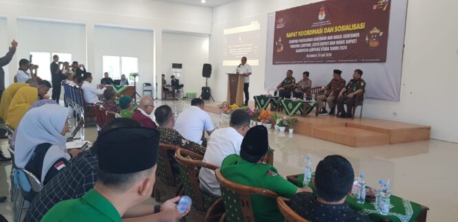 
 Hadiri Rakor dan Sosialisasi Tahapan Pencalonan, Pj Bupati Dukung Penuh Agenda Penyelenggaraan Pilkada