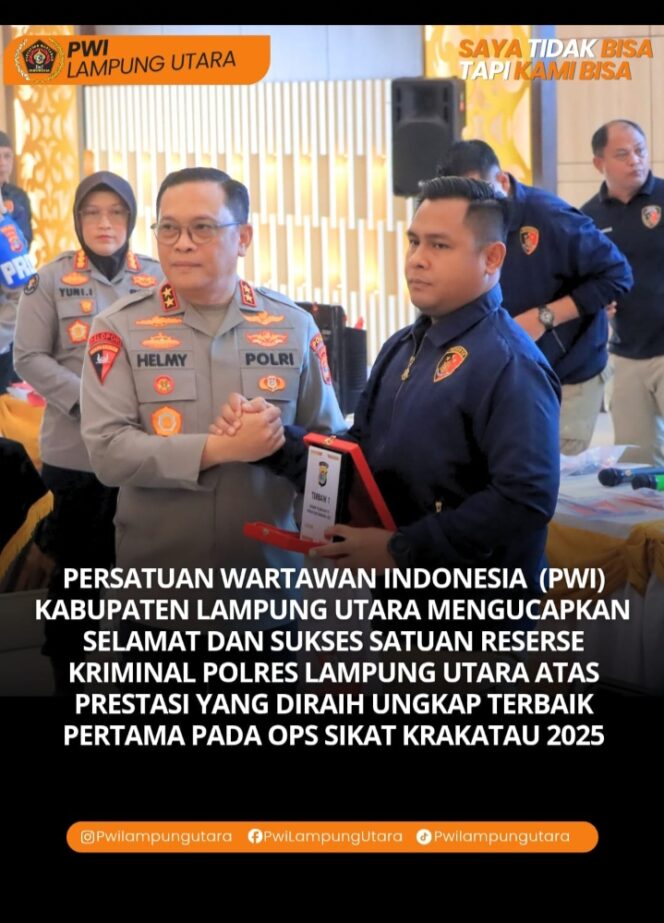 
 Sat Reskrim Polres Lampura Terbaik se Polda Lampung, Ini Kata Ketua PWI Lampura